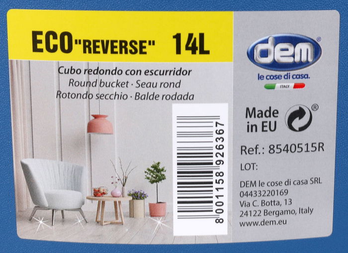 Dem Cubo Oval 14L con Escurridor "Eco Reverse" Medidas 39x30x32 cm (12 Unidades)