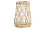 DKD Home Decor Portavelas de Cristal y Fibra Natural 18x18x24 cm