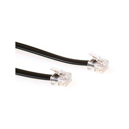 ACT Cable telefónico plano de 2 metros con conectores RJ12, negro