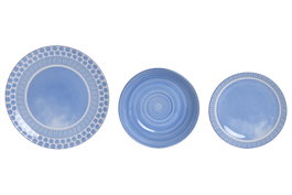 DKD Home Decor Set de Vajilla de 18 Piezas de Porcelana Azul Claro