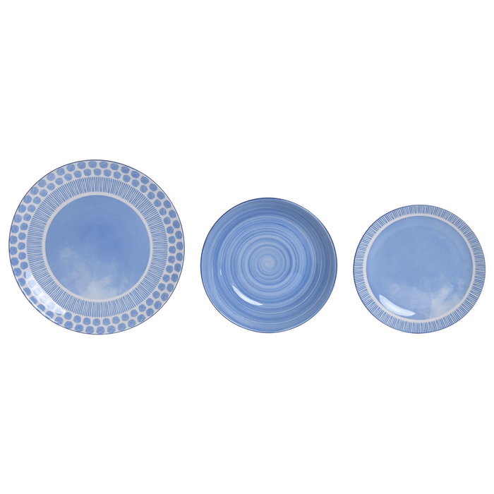 DKD Home Decor Set de Vajilla de 18 Piezas de Porcelana Azul Claro DKD Home Decor Set de Vajilla de 18 Piezas de Porcelana Azul Claro