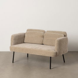 Ixia Sofá Beige de Tejido y Madera para Salón