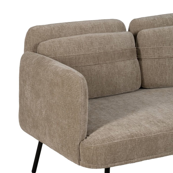 Ixia Sofá Beige de Tejido y Madera para Salón