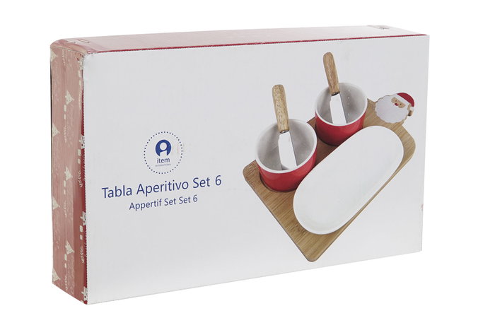 DKD Home Decor Aperitivo Navidad Tradicional Papa Noel Gres Bambu Blanco Rojo Set 6 Piezas 24.5 x 14.5 x 1 cm DKD Home Decor Aperitivo Navidad Tradicional Papa Noel Gres Bambu Blanco Rojo Set 6 Piezas 24.5 x 14.5 x 1 cm