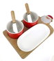 DKD Home Decor Set de Aperitivo Papa Noel de Gres y Bambú, 6 piezas
