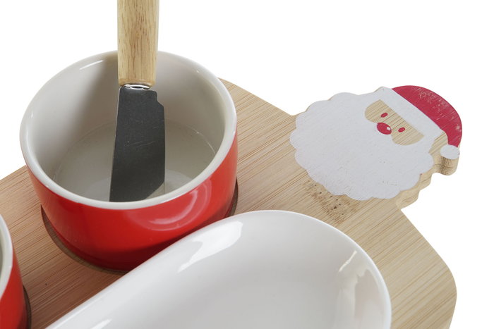 DKD Home Decor Aperitivo Navidad Tradicional Papa Noel Gres Bambu Blanco Rojo Set 6 Piezas 24.5 x 14.5 x 1 cm DKD Home Decor Aperitivo Navidad Tradicional Papa Noel Gres Bambu Blanco Rojo Set 6 Piezas 24.5 x 14.5 x 1 cm