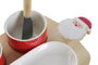 DKD Home Decor Aperitivo Navidad Tradicional Papa Noel Gres Bambu Blanco Rojo Set 6 Piezas 24.5 x 14.5 x 1 cm