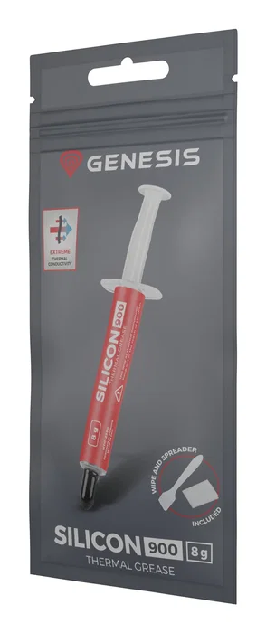 Genesis Silicon 900 Pasta Térmica 12.8 W/m·K, 8 g, 1 Pieza con Raspador, Conductividad Alta para PC