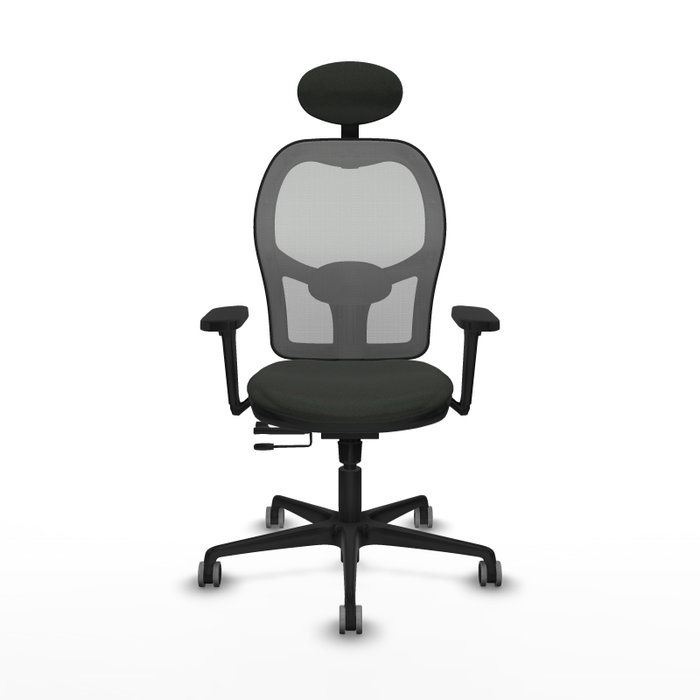 PIQUERAS Y CRESPO Silla de oficina Jorquera con mecanismo Sincro/Traslack, Tela Negra y Malla Gris