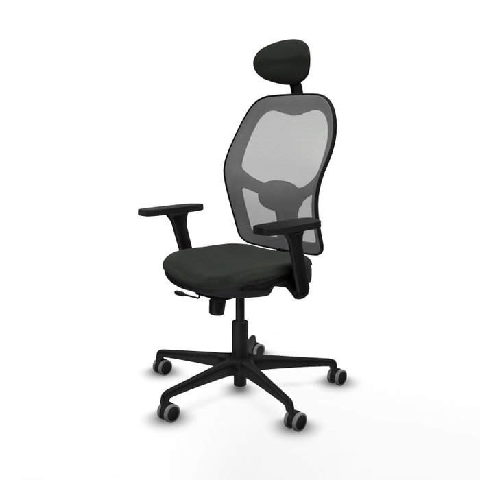 PIQUERAS Y CRESPO Silla de oficina Jorquera con mecanismo Sincro/Traslack, Tela Negra y Malla Gris