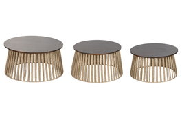 DKD Home Decor Mesa Centro Urban Marron 66 x 66 x 34 cm Set de 3
