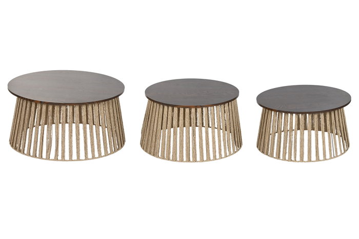 DKD Home Decor Mesa Centro Urban Marron 66 x 66 x 34 cm Set de 3 DKD Home Decor Mesa Centro Urban Marron 66 x 66 x 34 cm Set de 3