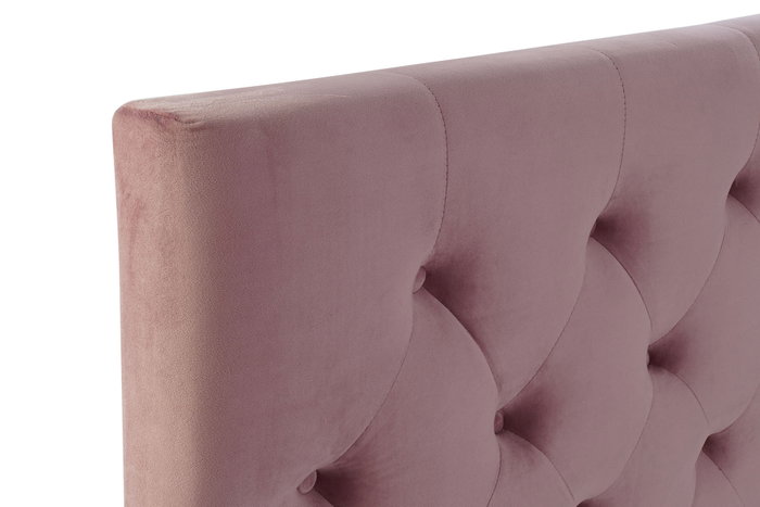 DKD Home Decor Cama Moderna Capitoné Rosa con Estructura de Madera y Metal 210x137x187 cm Desmontable 180x200 DKD