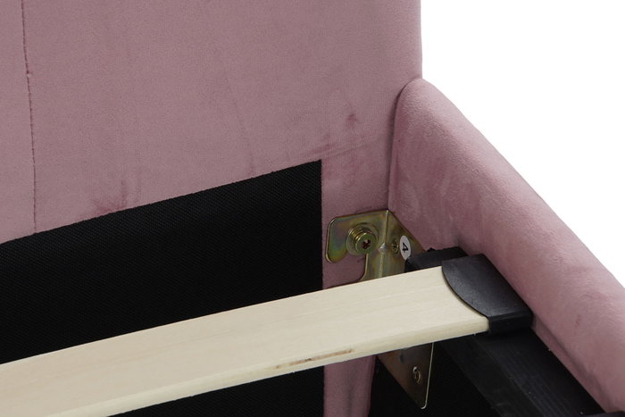DKD Home Decor Cama Moderna Capitoné Rosa con Estructura de Madera y Metal 210x137x187 cm Desmontable 180x200 DKD