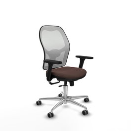 PIQUERAS Y CRESPO Silla de oficina Jorquera con mecanismo Sincro/Traslack, Marrón oscuro y Blanco