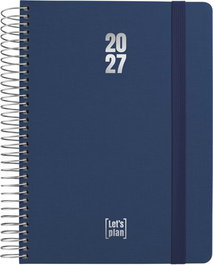 GRAFOPLAS Agenda Anual 2027 Fancy Espiral Tapa Extradura con Goma A5 Azul Oscuro