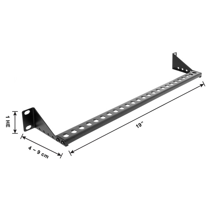 DeLOCK 91068 Panel de gestión de cables 1U con profundidad ajustable, Negro