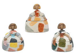 DKD Home Decor Figuras de Resina Damas Surtido de 3 Unidades Multicolor