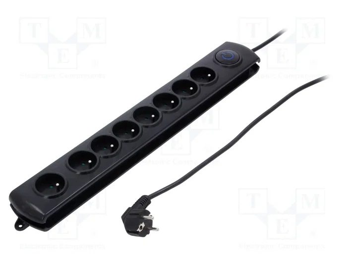 Qoltec Regleta de 8 tomas con cable de 3.0m, negro Qoltec Regleta de 8 tomas con cable de 3.0m, negro