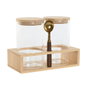 DKD Home Decor Set de 3 Botes de Borosilicato y Bambú