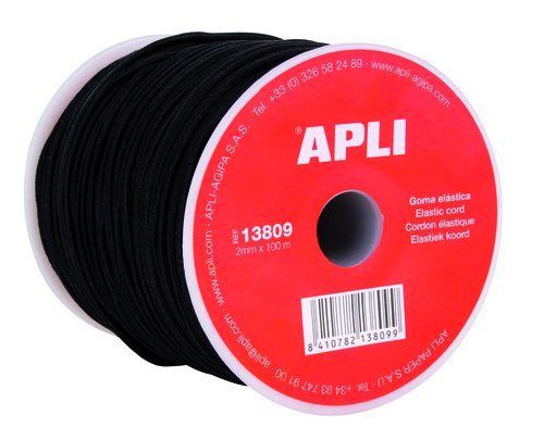 Apli Bobina de Cuerda Elástica Redonda 2mm x 100m Negro Apli Bobina de Cuerda Elástica Redonda 2mm x 100m Negro