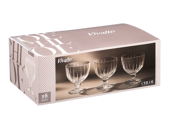 Vivalto Copa Helado Rayas 360 ml Transparente Vidrio 10.5x12x10.5 cm (Set de 24)