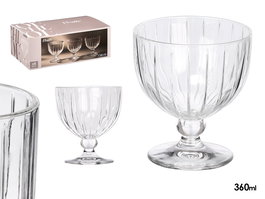 Vivalto Copa Helado Rayas 360 ml Transparente Vidrio 10.5x12x10.5 cm (Set de 24)