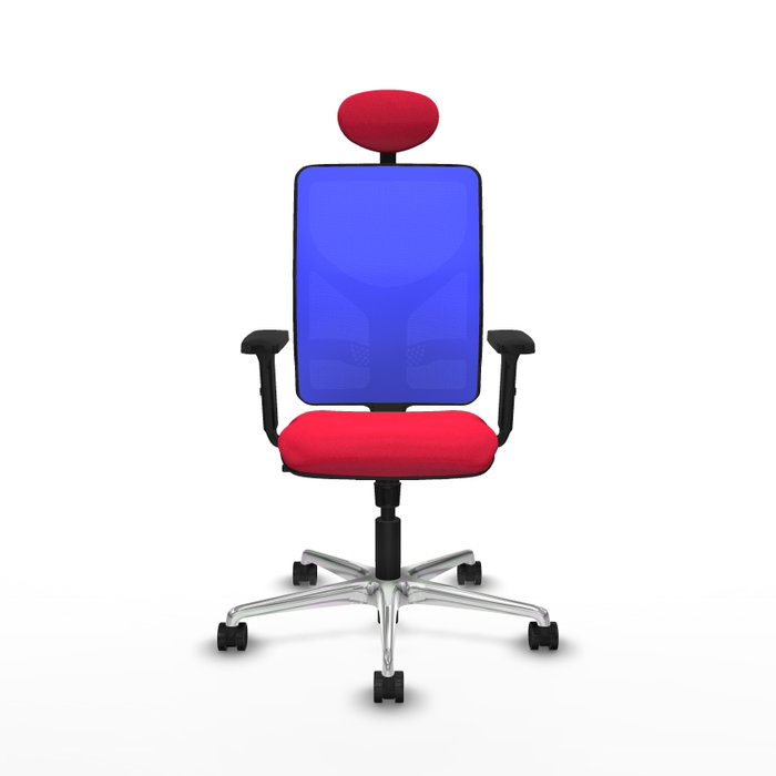 PIQUERAS Y CRESPO Silla de oficina Motilla con mecanismo Sincro, Tela Roja y Malla Azul