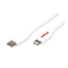 ROLINE Cable USB de Sincronización y Carga, Tipo C a 8 pin, Blanco, 1 metro