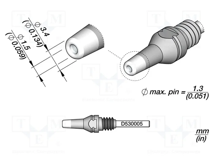 JBC TOOLS Pico para máquinas de desoldar 3,4x1,5mm JBC TOOLS Pico para máquinas de desoldar 3,4x1,5mm