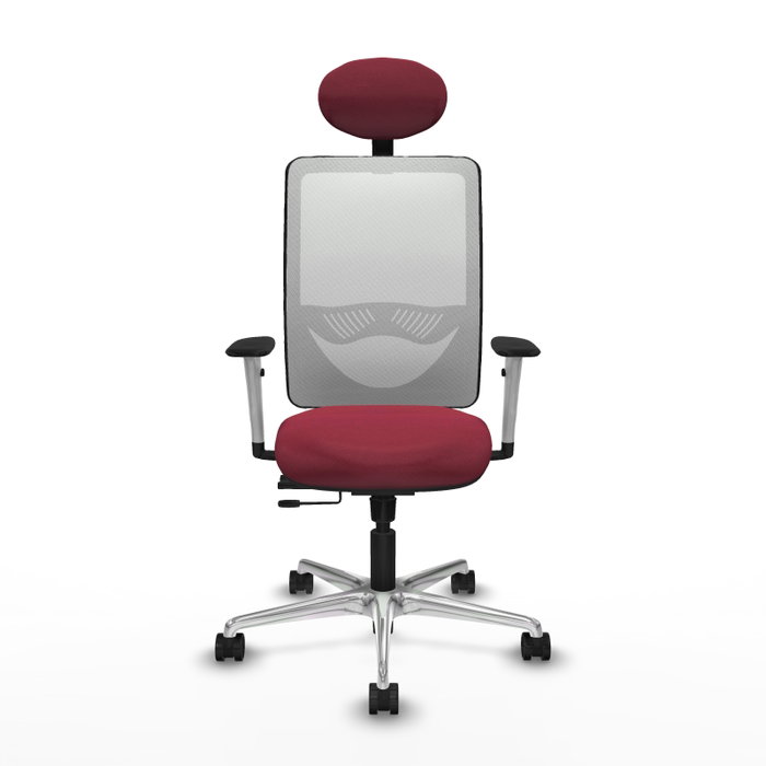PIQUERAS Y CRESPO Silla de oficina Zulema con mecanismo Sincro/Traslack, Tela Granate y Malla Blanca PIQUERAS Y CRESPO Silla de oficina Zulema con mecanismo Sincro/Traslack, Tela Granate y Malla Blanca