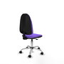 Silla de oficina Algarra con mecanismo Contacto permanente básico tapizada con Tela color Lila. Equipada con Base cromada, Sin brazos y Ruedas de nailon 50 mm