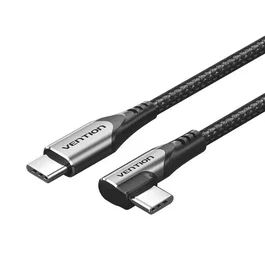 VENTION Cable USB-C a USB-C de 1m con conector angular y recto, 3A, Gris
