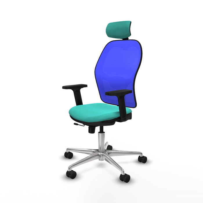 PIQUERAS Y CRESPO Silla de oficina Jorquera con mecanismo Sincro/Traslack, Turquesa y Azul