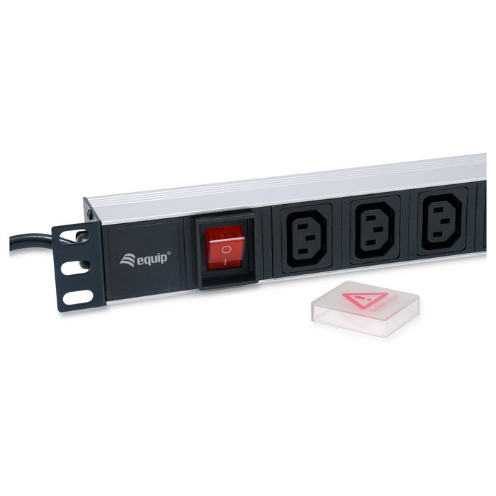 EQUIP PDU Rack 1U Horizontal 333310, Regleta de Potencia 8 Salidas IEC C14/C13, Cable 1.8m, 2500W, 10A, 220-240V, Aluminio Negro