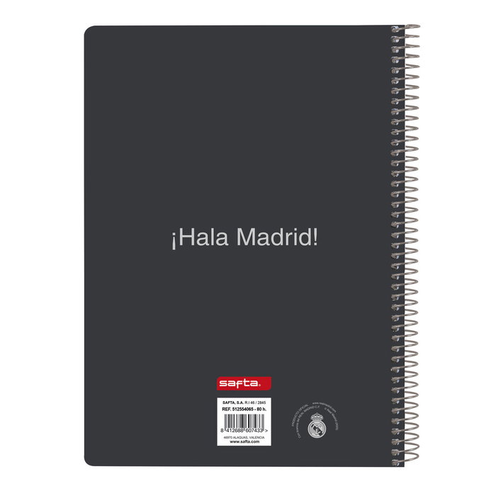 Safta Cuaderno Espiral Cuarto Real Madrid Equipación 25/26 80 Hojas Safta Cuaderno Espiral Cuarto Real Madrid Equipación 25/26 80 Hojas