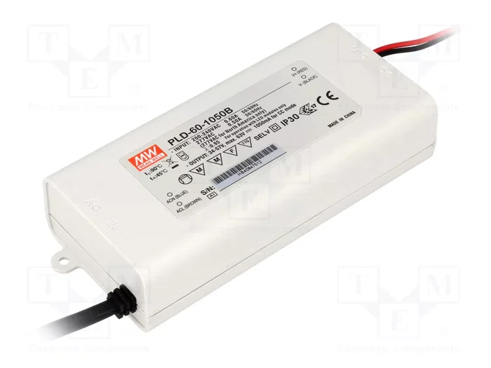 MEAN WELL PLD-60-1050B Driver LED 59,85W 34-57V 1050mA MEAN WELL PLD-60-1050B Driver LED 59,85W 34-57V 1050mA