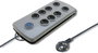 Qoltec Regleta de protección de 8 tomas, 2,5 m, gris