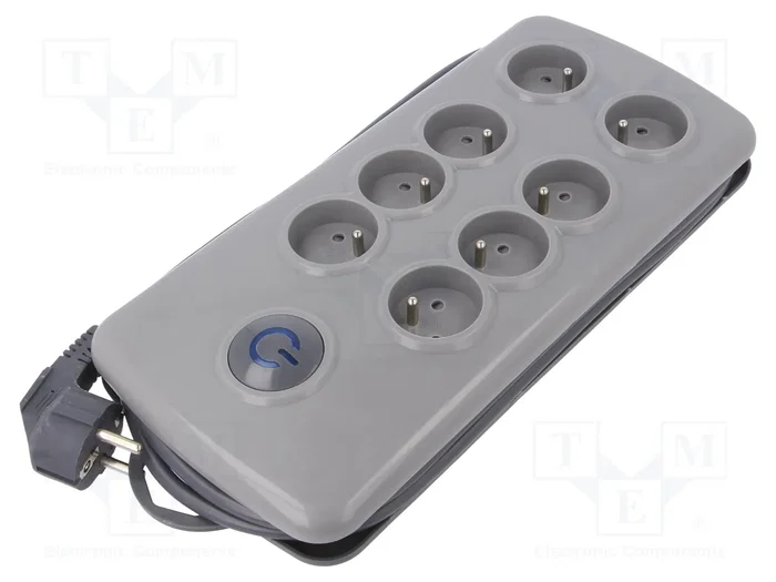 Qoltec Regleta de protección de 8 tomas, 2,5 m, gris Qoltec Regleta de protección de 8 tomas, 2,5 m, gris