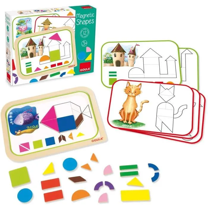 Goula Juego de Formas Magnéticas de Madera con 12 Actividades y 24 Piezas Goula Juego de Formas Magnéticas de Madera con 12 Actividades y 24 Piezas