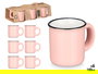 Vessia Set de 6 Tazas de Café de Porcelana, Color Rosa, 100 ml - Dimensiones del Set: 28.8 x 7 x 12.8 cm (Set de 12)