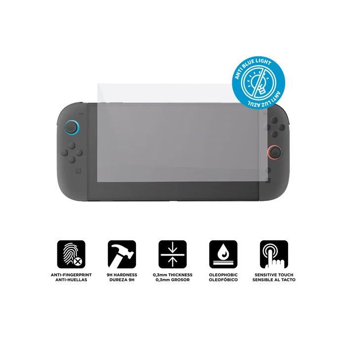 Woxter Protector de pantalla de cristal templado con filtro de luz azul para Nintendo Switch 2 Woxter Protector de pantalla de cristal templado con filtro de luz azul para Nintendo Switch 2
