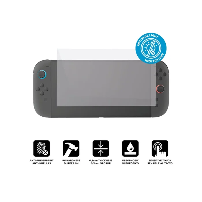 Woxter Blade Gaming BL1003 Protector de Pantalla Vidrio Templado Filtro Luz Azul 9H para Nintendo Switch 2 con Kit de Limpieza