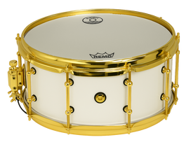 Caja Jinbao 14" X 6" Pop Madera Blanco Lacado/Dorado