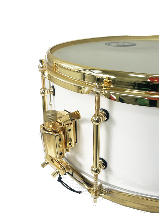 Caja Jinbao 14" X 6" Pop Madera Blanco Lacado/Dorado