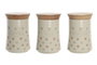 DKD Home Decor Bote de Gres y Bambú Topitos Surtido de 3 Unidades