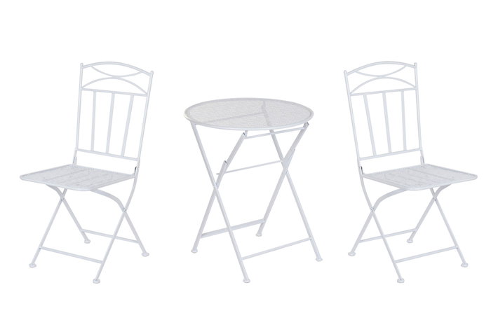 DKD Home Decor Mesa Terraza y Jardín Blanco Hierro Plegable Hojas Set de 3 60 x 60 x 70 cm