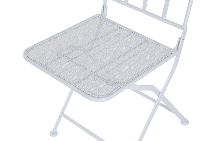DKD Home Decor Mesa Terraza y Jardín Blanco Hierro Plegable Hojas Set de 3 60 x 60 x 70 cm