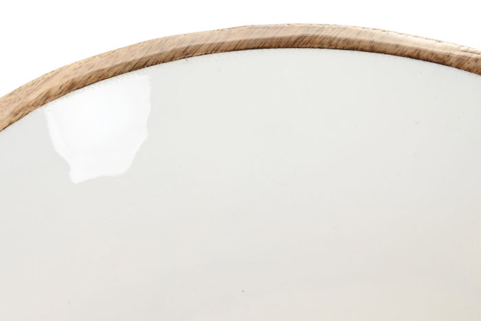 DKD Home Decor Bol de Mango Lacado Blanco 30x30x7 cm