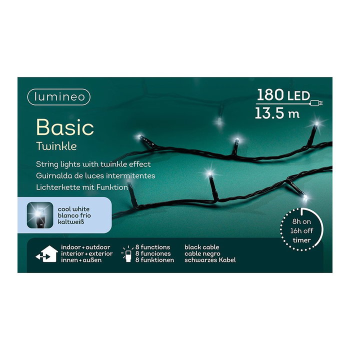 Lumineo Guirnalda Basic de 180 LEDs, Blanco Frío, 13,5 m Lumineo Guirnalda Basic de 180 LEDs, Blanco Frío, 13,5 m
